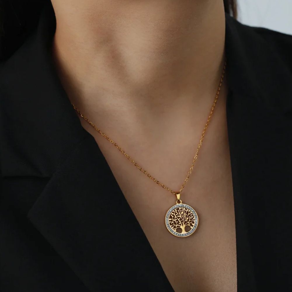 Collier Arbre de Vie Doré Acier