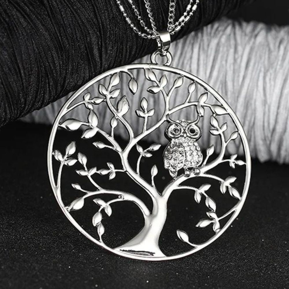 Collier Arbre de Vie Hibou Argent