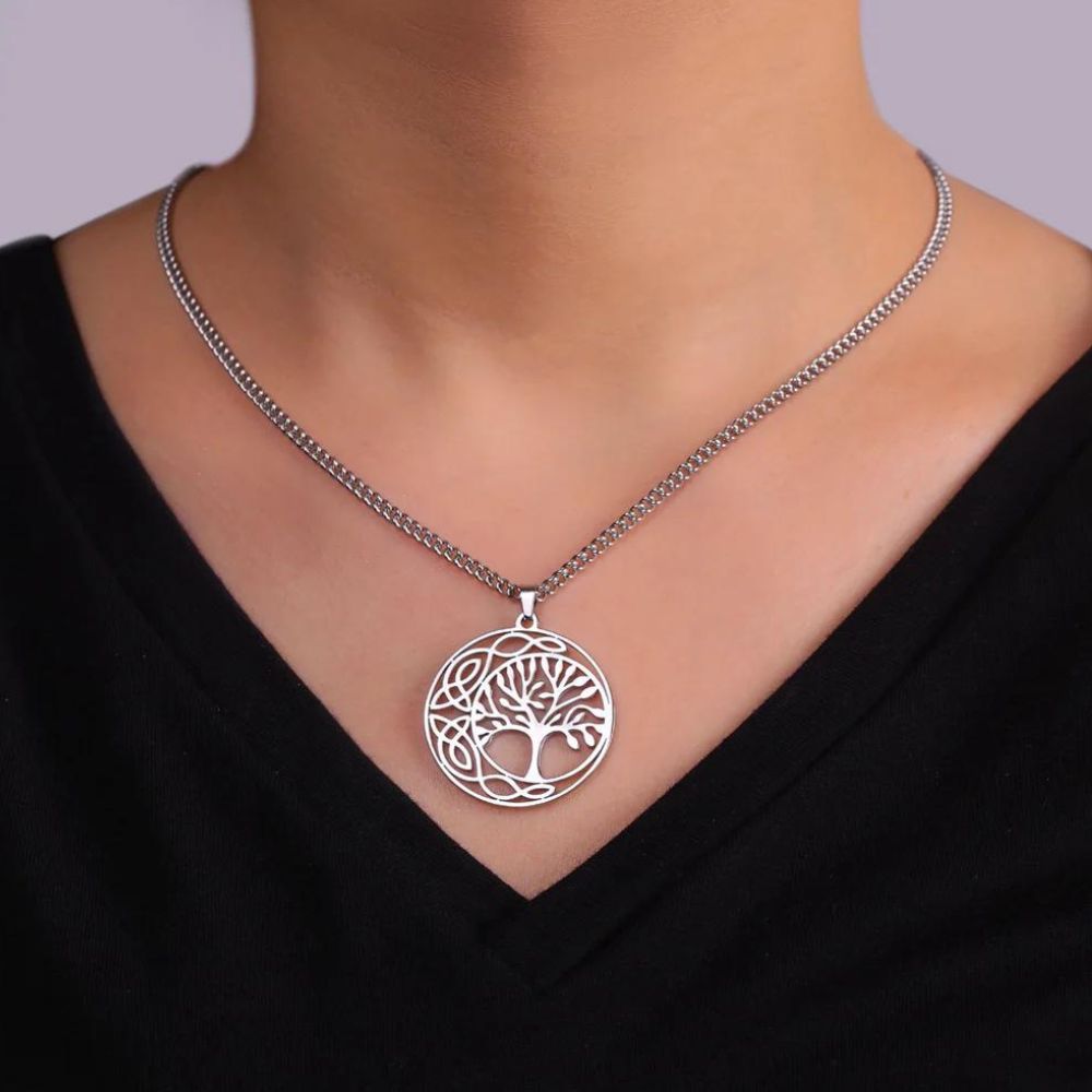 Collier Arbre de Vie Lotus Acier Inoxydable