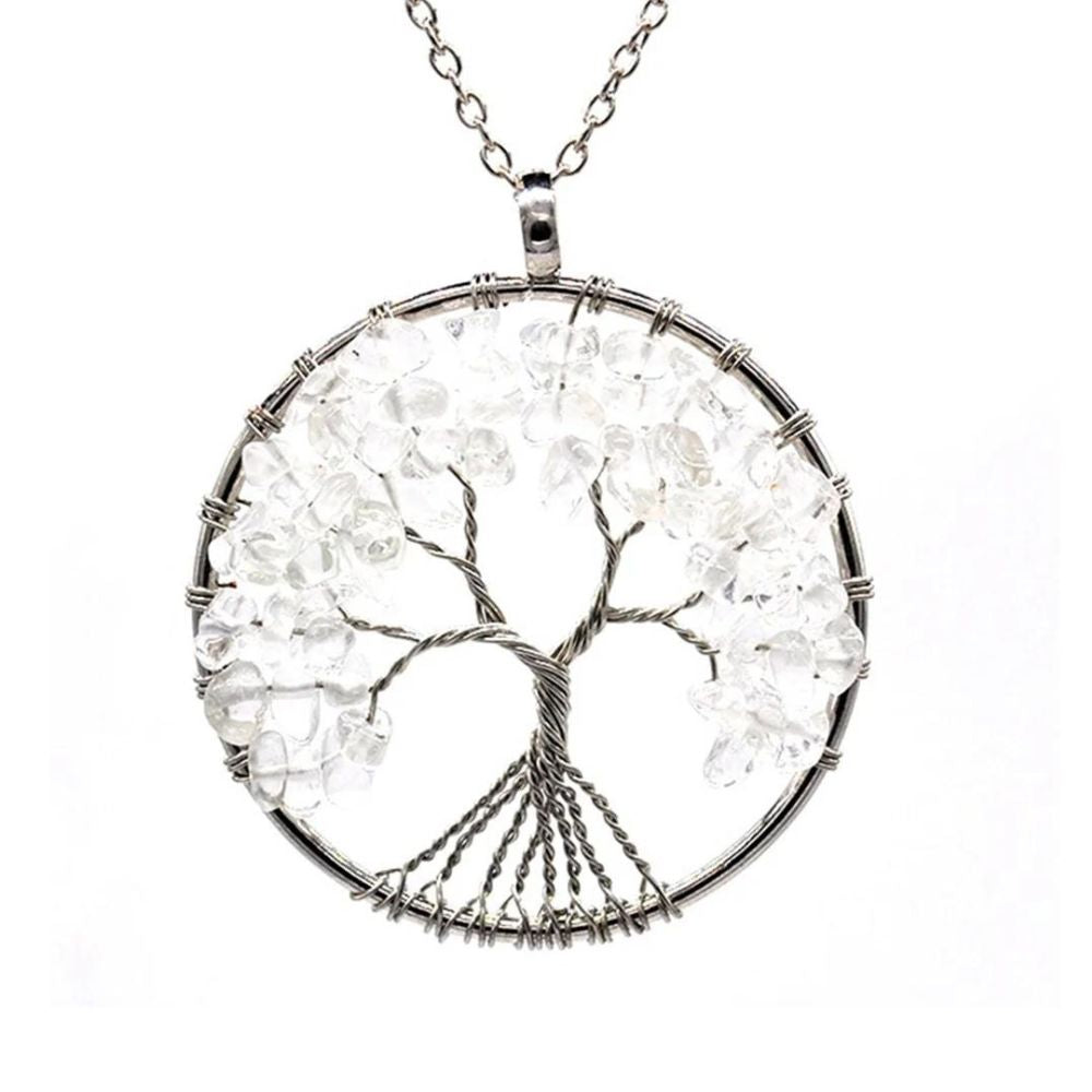 Collier Arbre de Vie Pierres Blanches