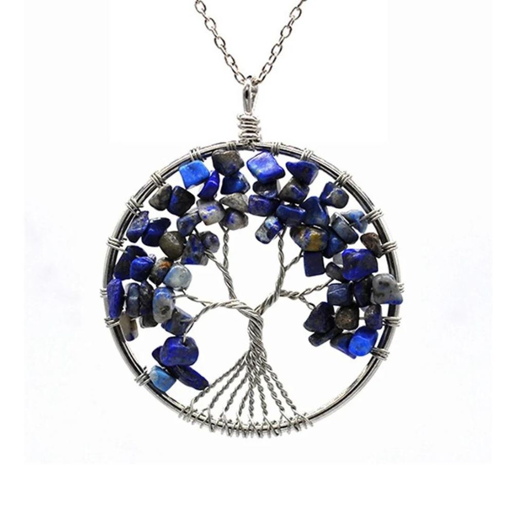Collier Arbre de Vie Pierres Bleues