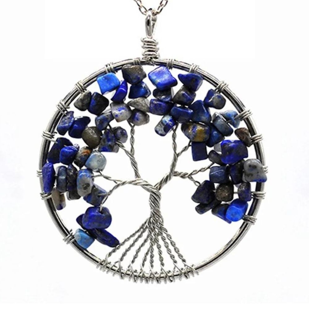 Collier Arbre de Vie Pierres Bleues