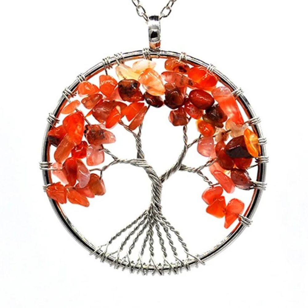 Collier Arbre de Vie Pierres Oranges