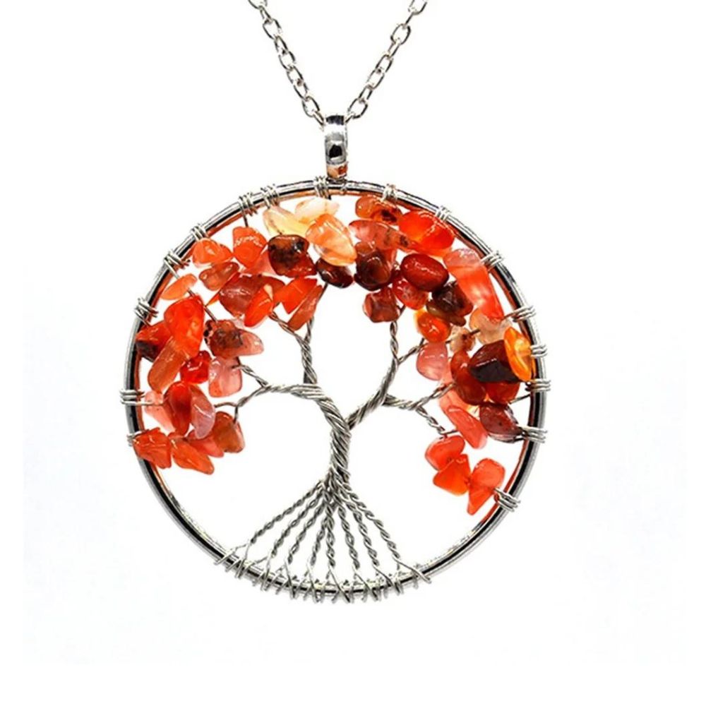 Collier Arbre de Vie Pierres Oranges