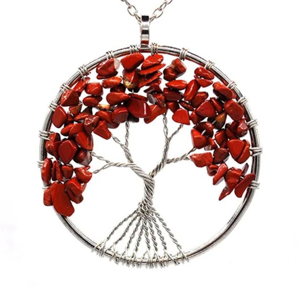 Collier Arbre de Vie Pierres Rouges