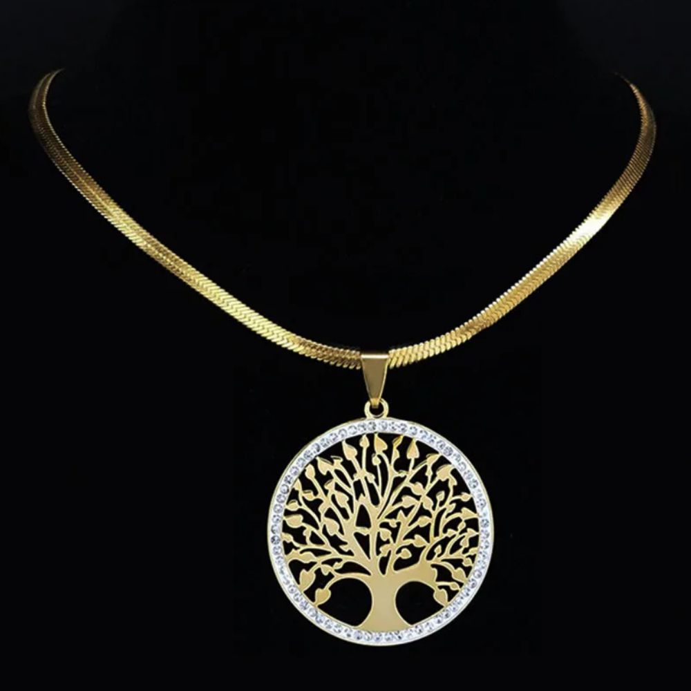 Collier Arbre de Vie Ras du Cou Acier Inoxydable