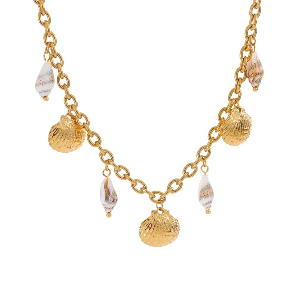 Collier Femme Plaqué Or 14K Avec Pendentifs étoile De Mer Et Coquillage - Lot De 3 Colliers Réglables, Style Bohème Plage