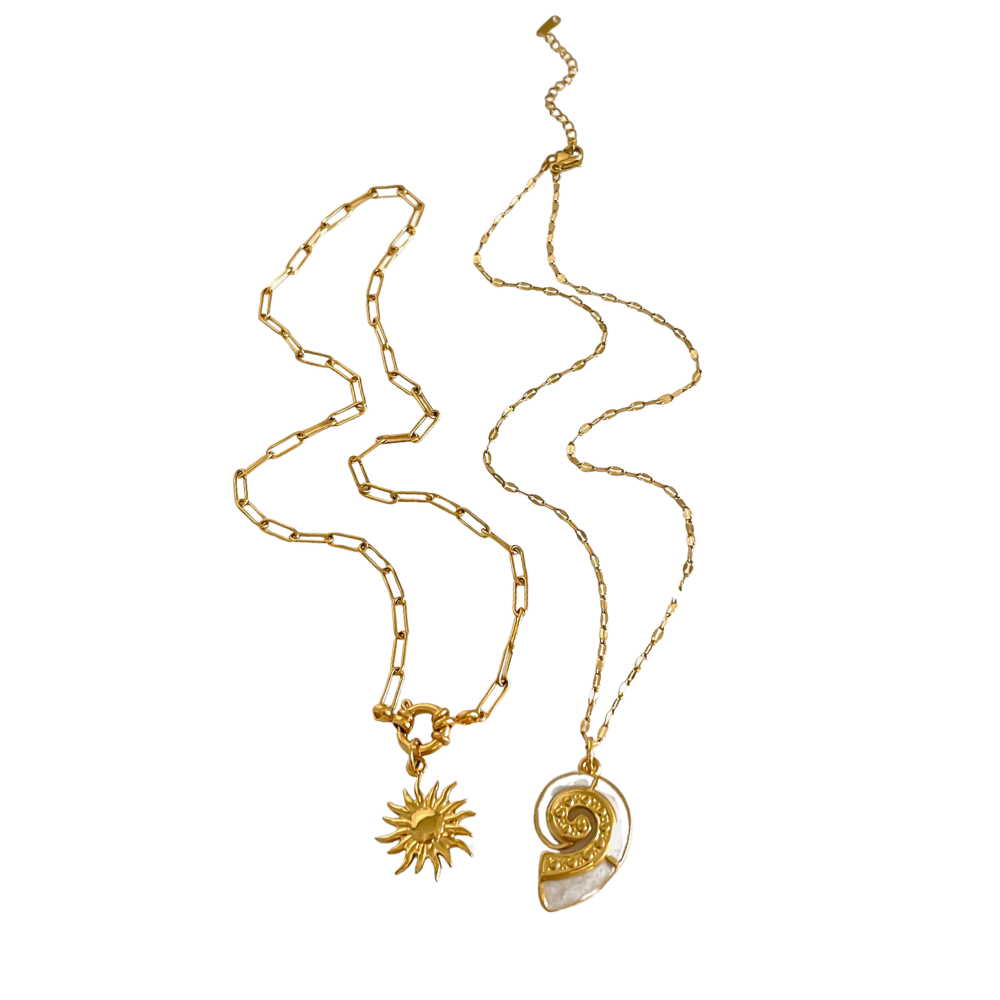 Double Collier Coquillage Soleil