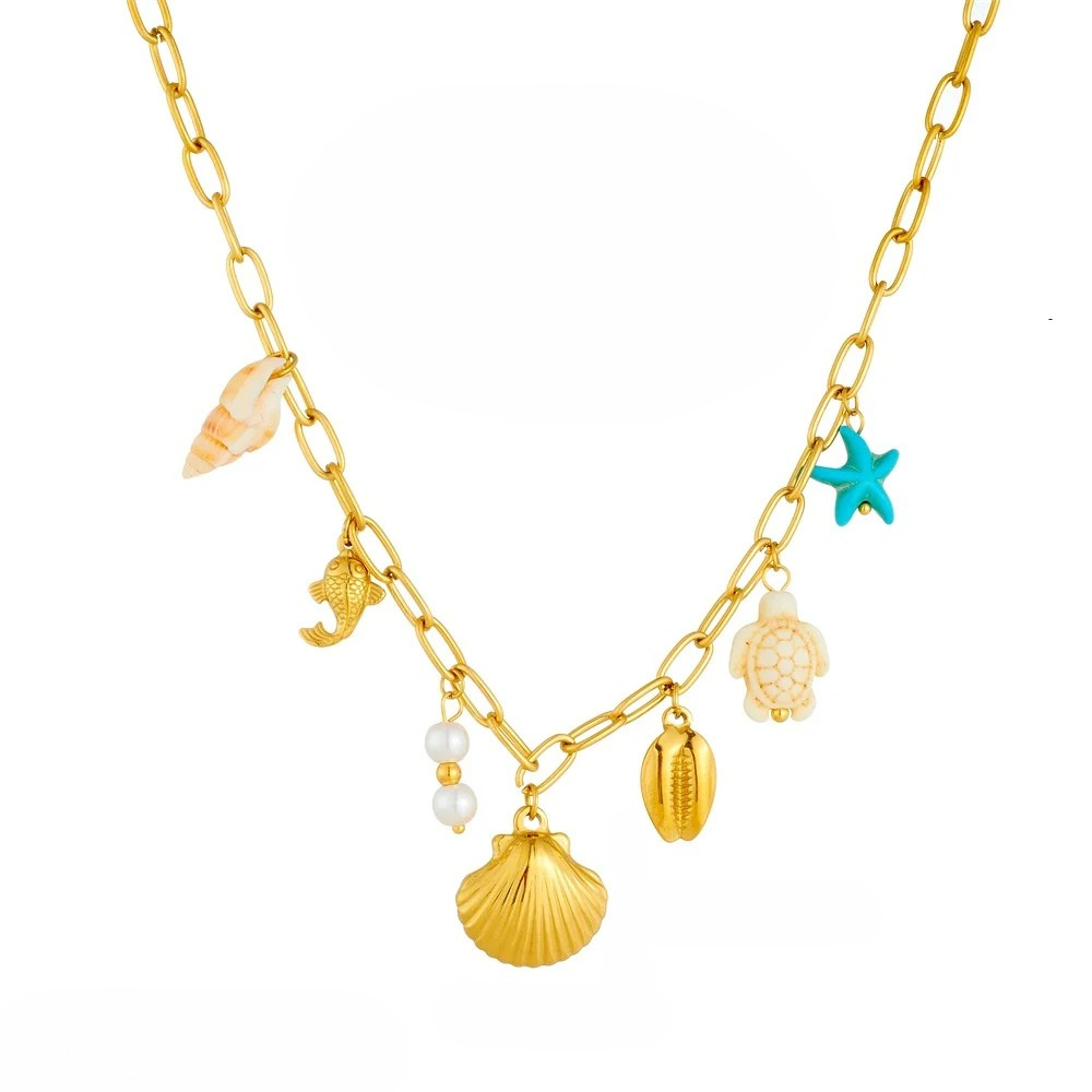Collier Charms Coquillage Acier Inoxydable