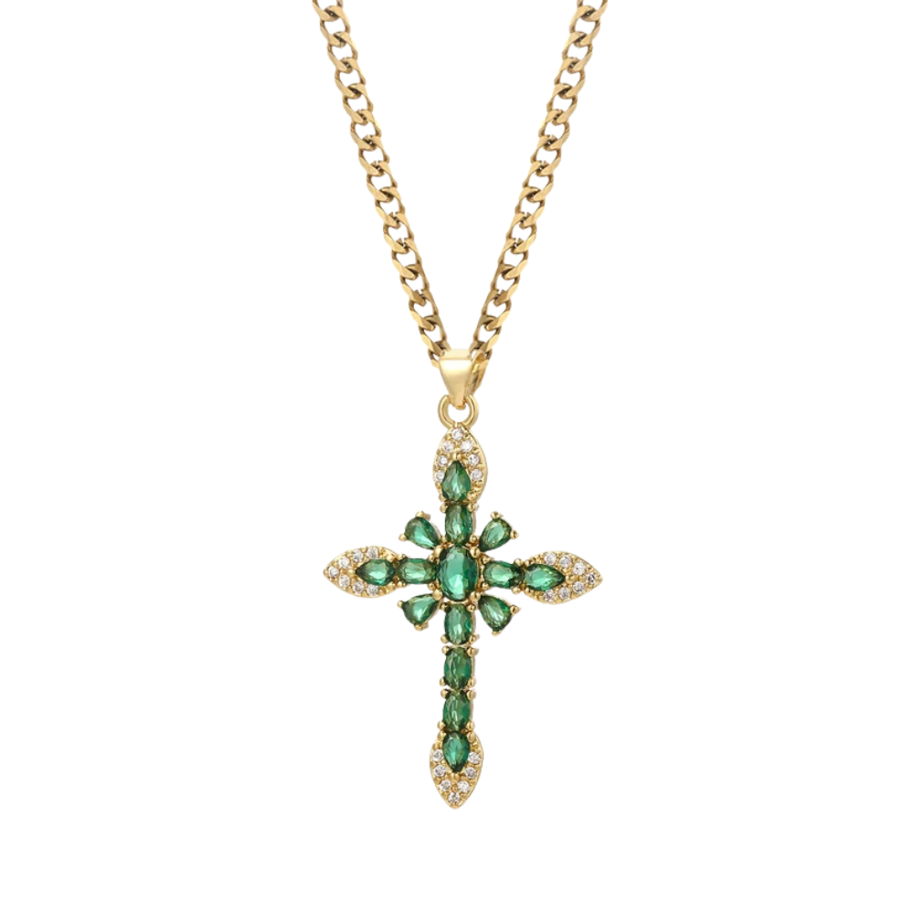 Collier Croix Verte Gothique