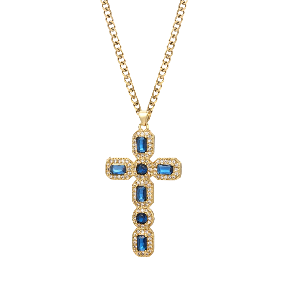 Collier Croix Bleu