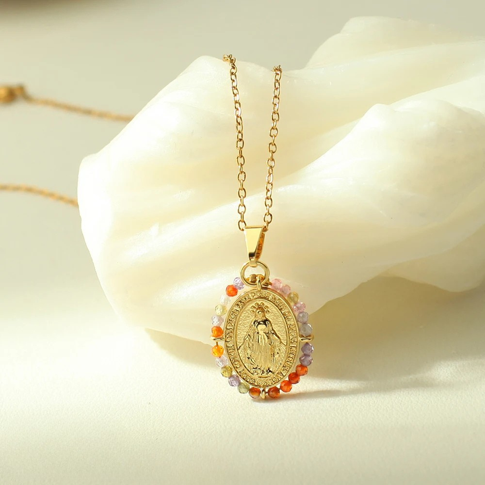 Collier Vierge Marie Perle