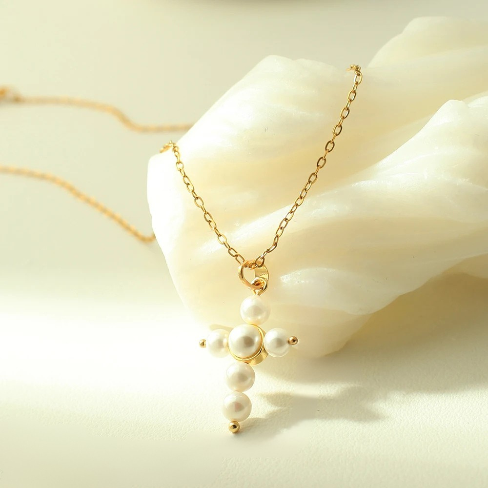 Collier Croix Perle