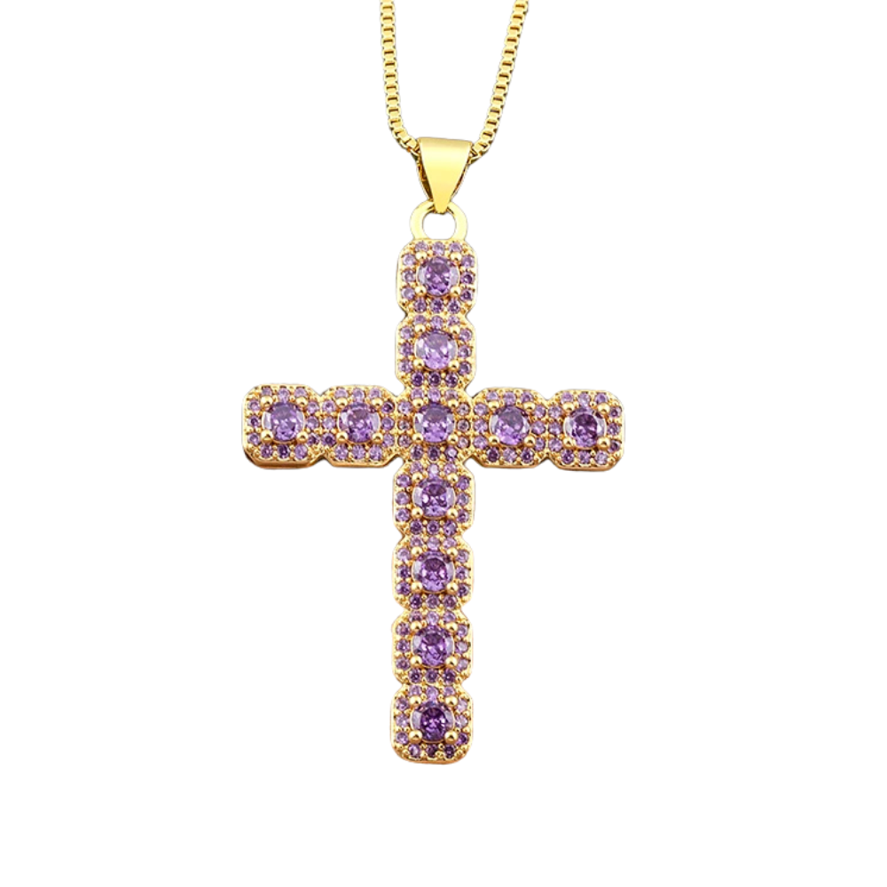Collier Croix Lilas