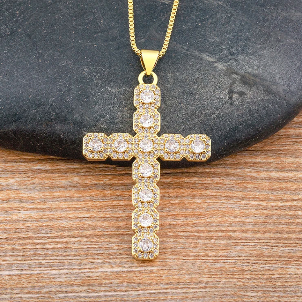Collier Croix Blanche Strass
