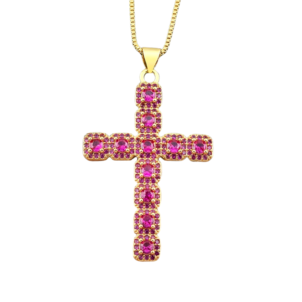 Collier Croix Rose