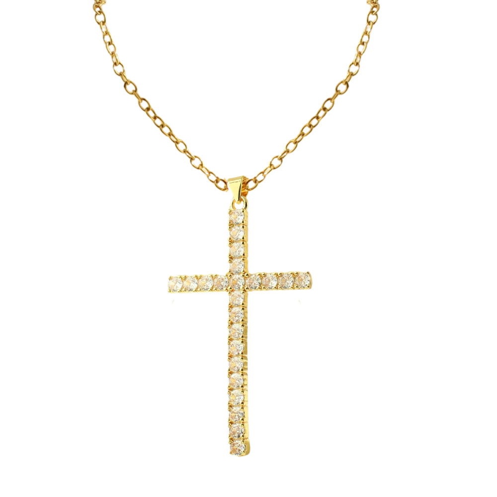 Collier Grande Croix Strass
