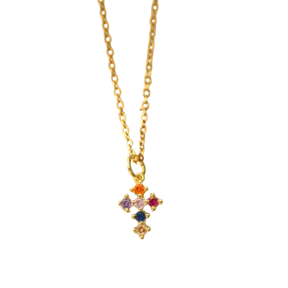 Collier Petite Croix Multicolore