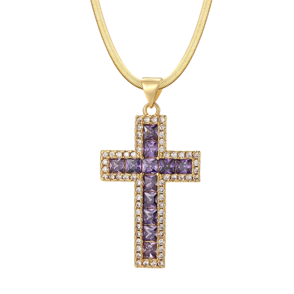 Collier Croix Violette