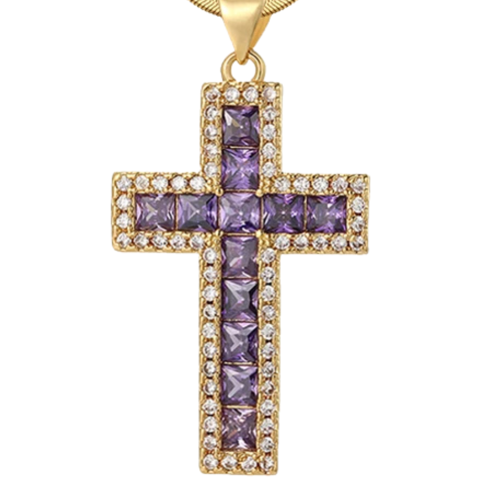 Collier Croix Violette