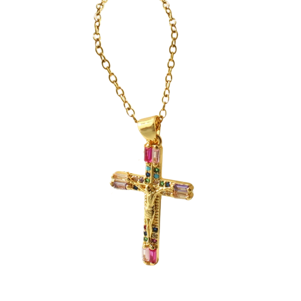 Collier Croix Multicolore Jésus