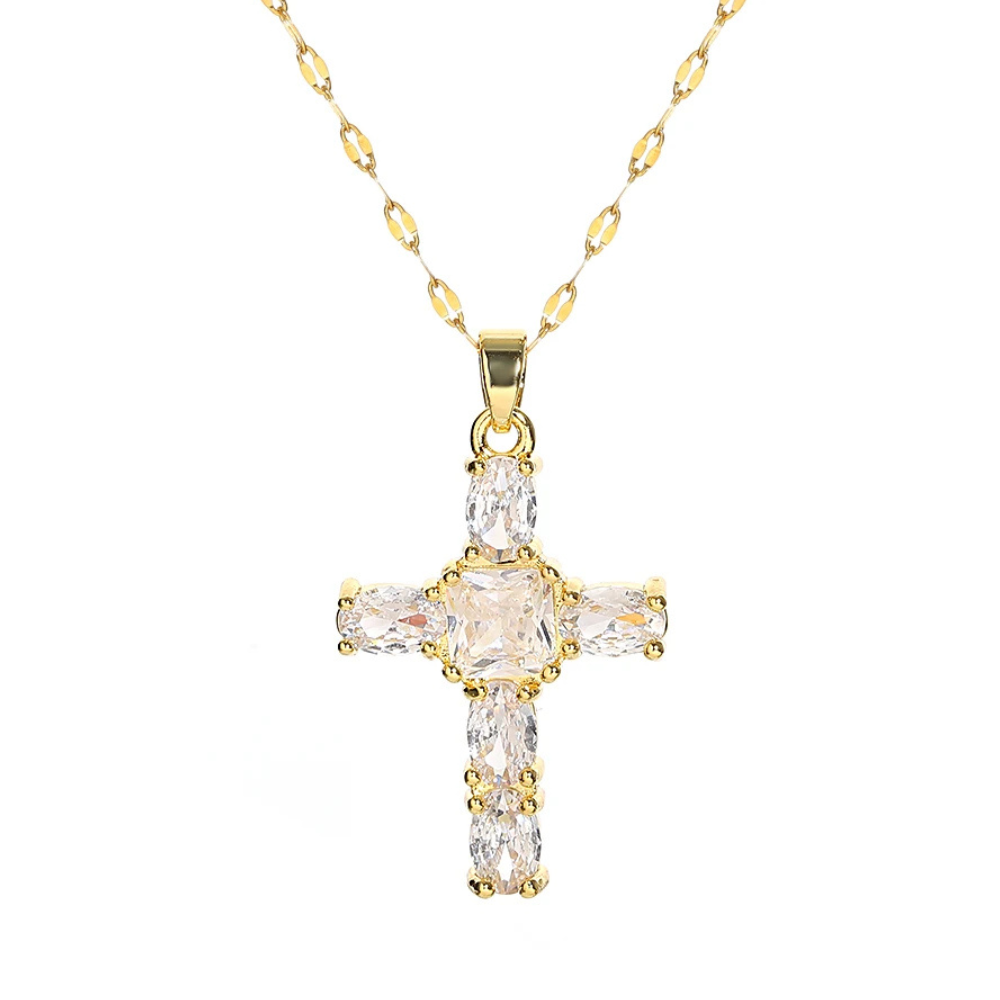 Collier Pendentif Croix Zircon
