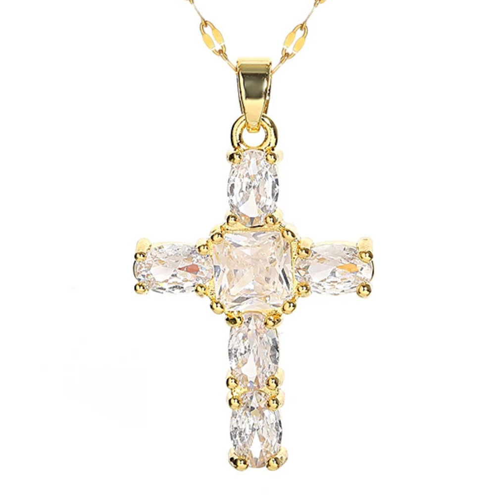 Collier Pendentif Croix Zircon