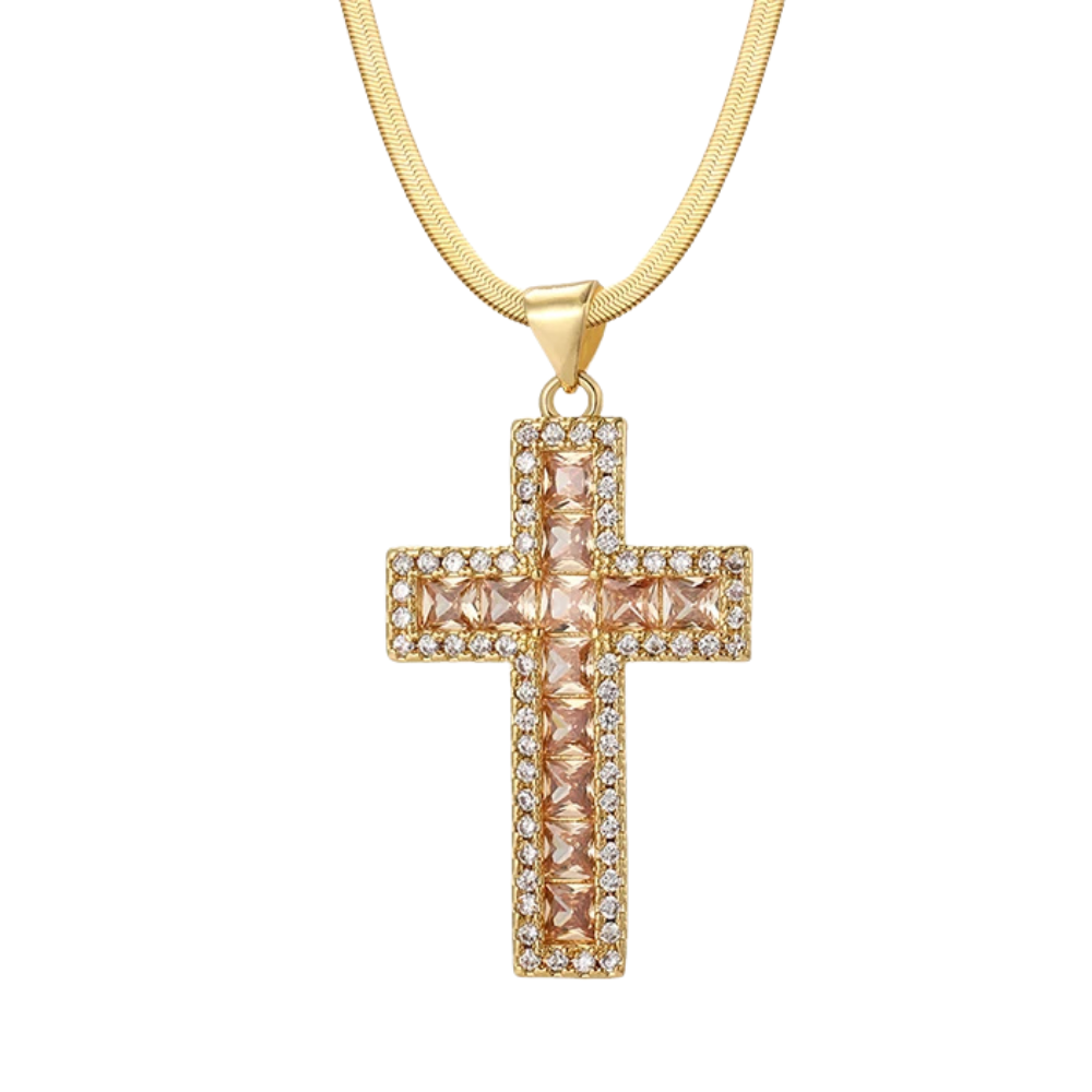 Collier Croix Beige