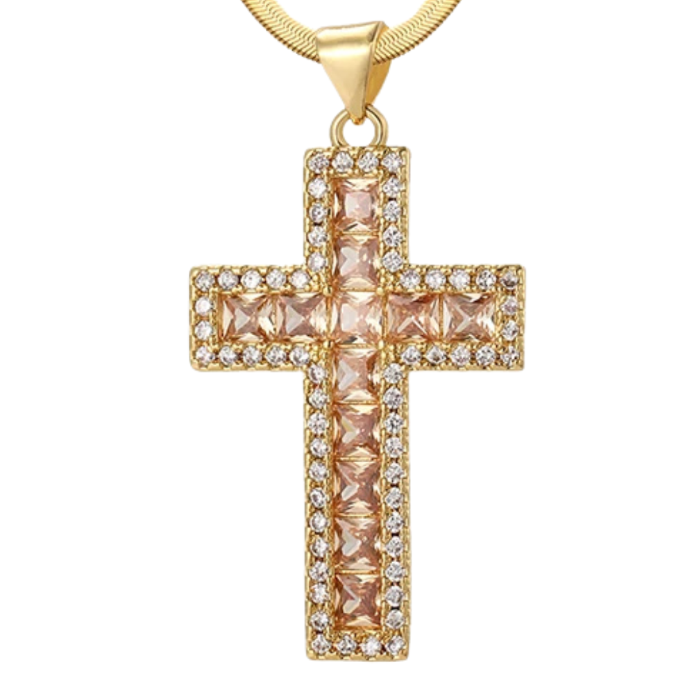 Collier Croix Beige