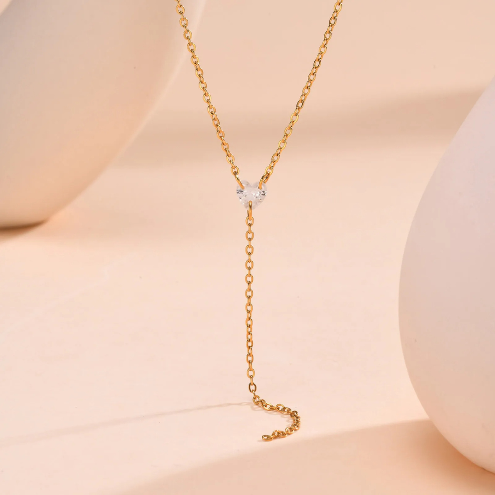 Collier en Y Cœur Zircon