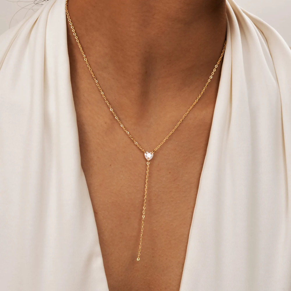 Collier en Y Cœur Zircon