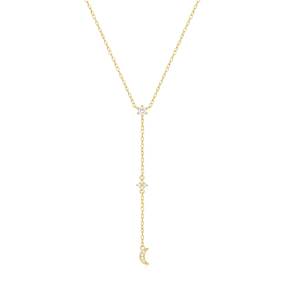 Collier en Y Lune Strass