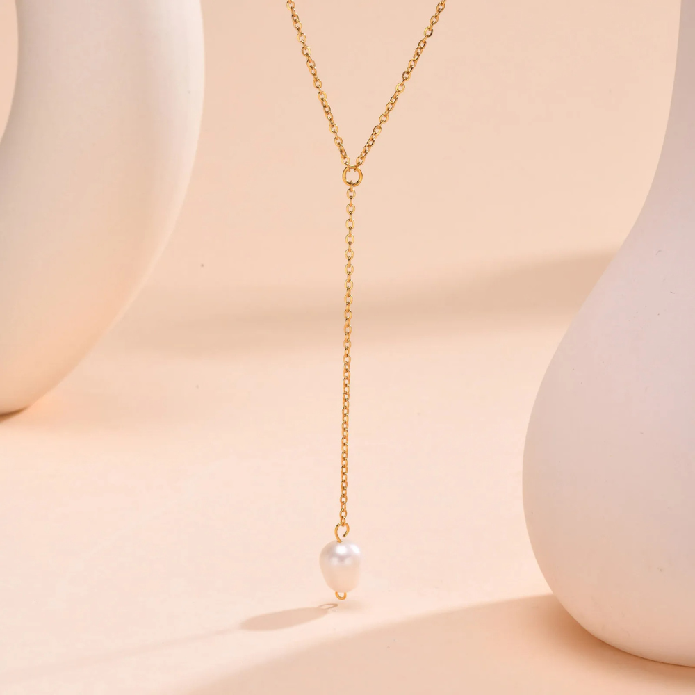 Collier en Y Perle Eau Douce