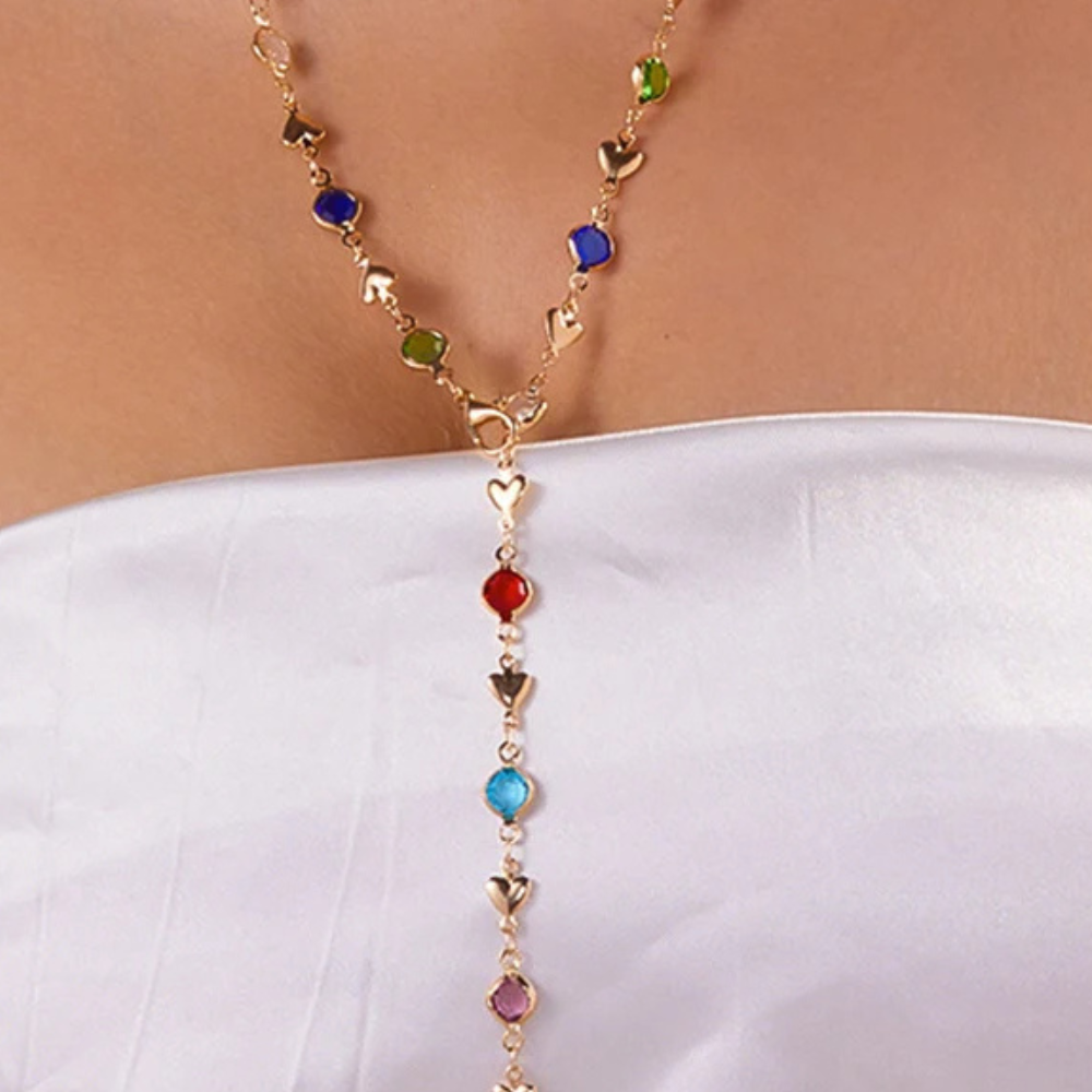 Collier en Y Strass Couleur