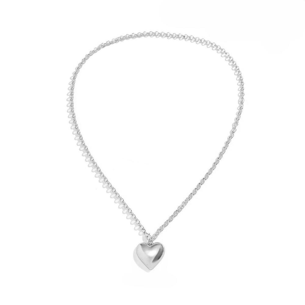 Collier en Y Gros Cœur Argent