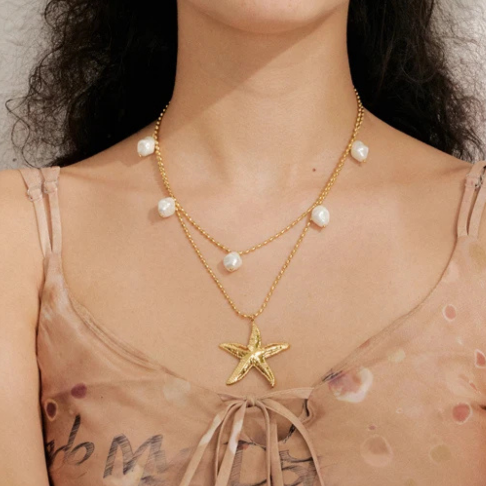 Collier Double Chaîne Étoile de Mer