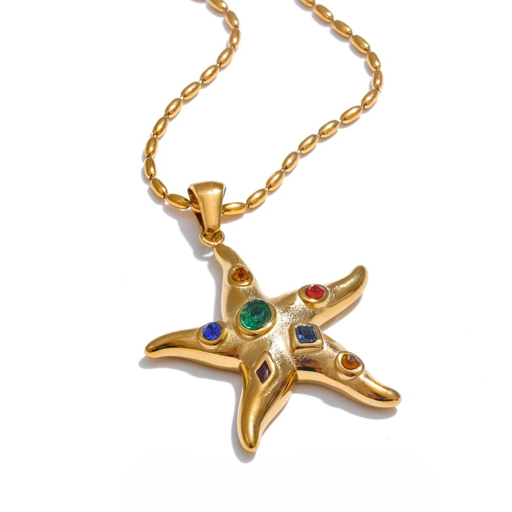 Collier Étoile de Mer Strass Couleur