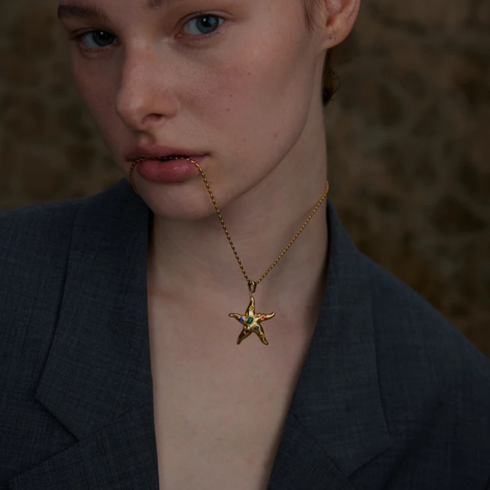 Collier Étoile de Mer Strass Couleur