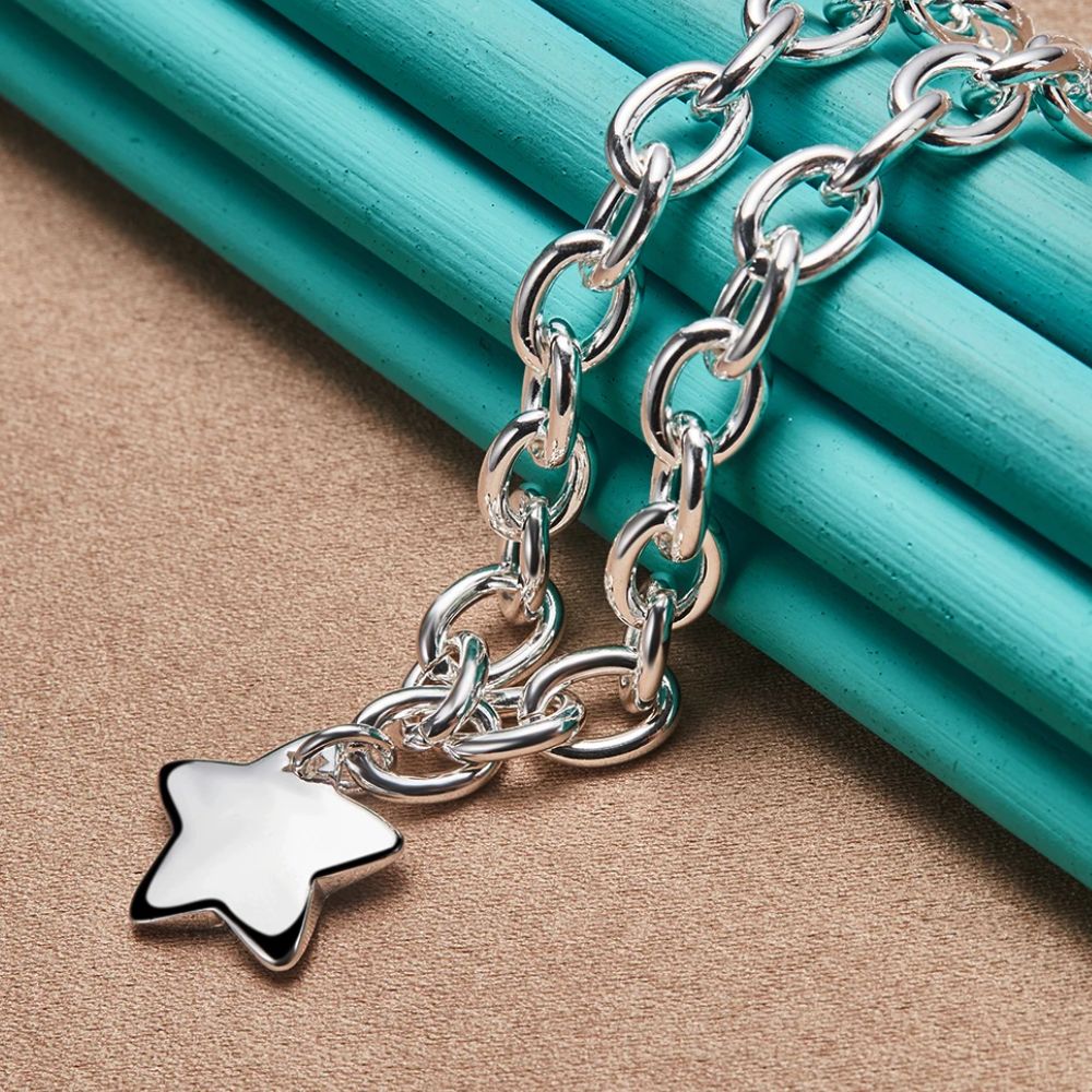 Collier Étoile Grosse Chaine Acier