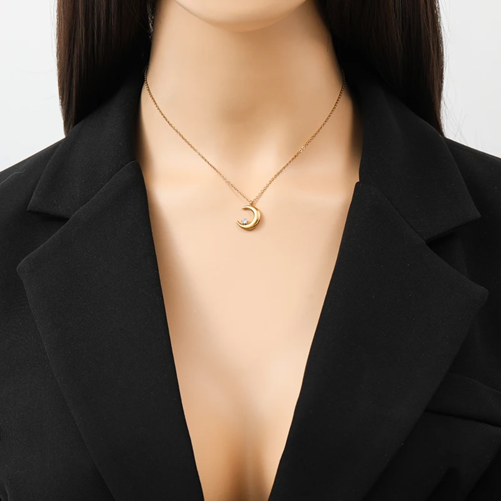 Collier Demi-Lune Acier Inoxydable