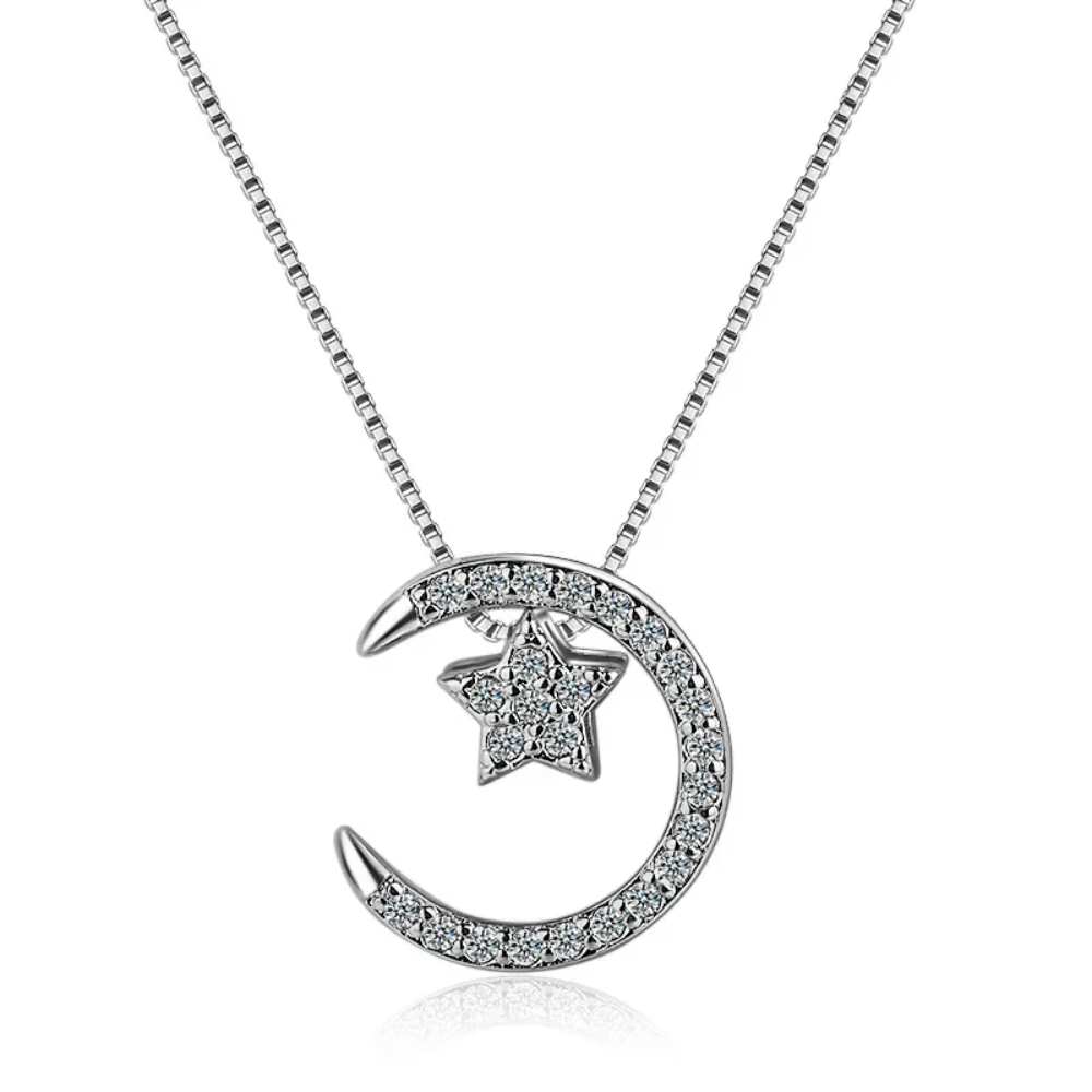 Collier Lune et Étoile Argent
