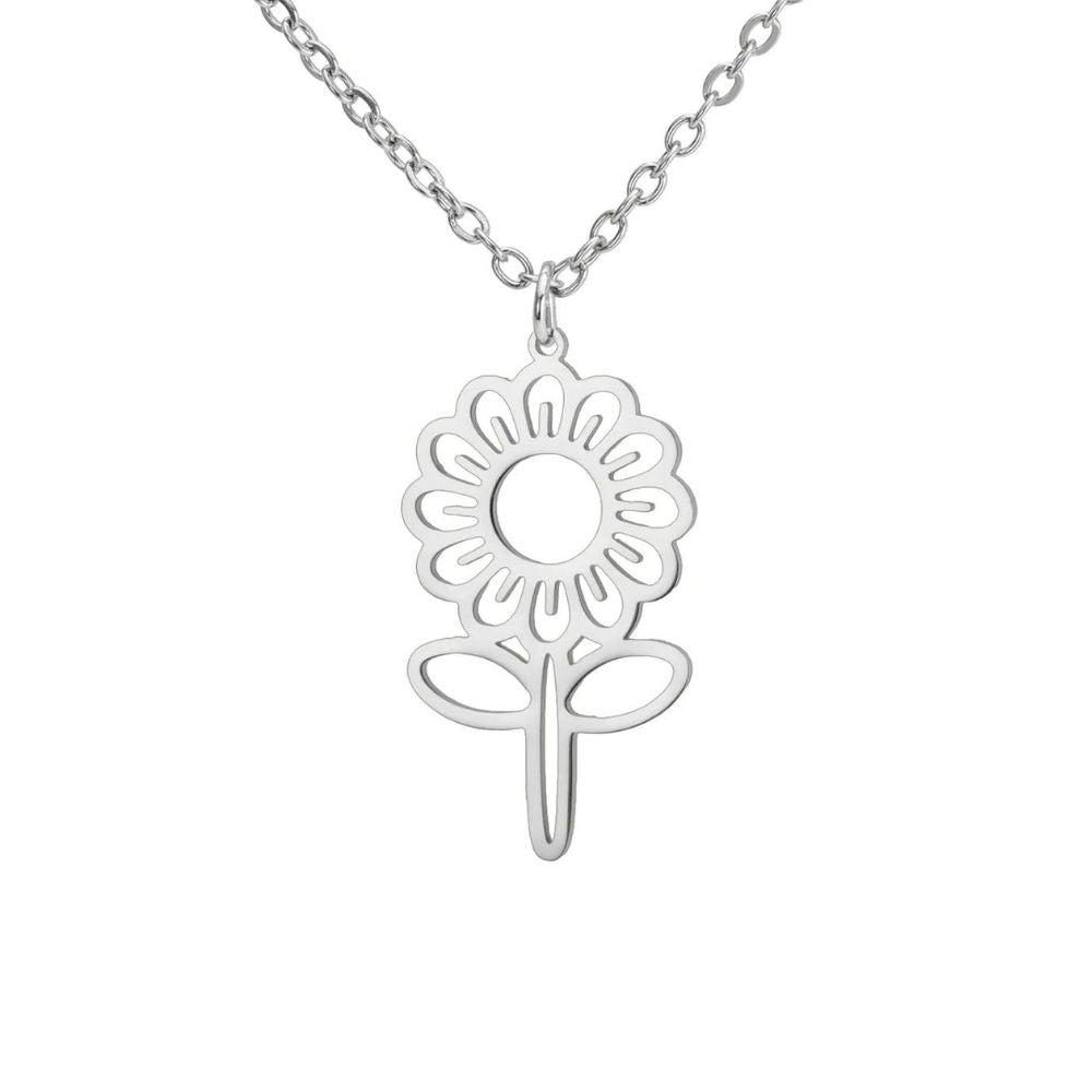 Collier Fleur acier inoxydable