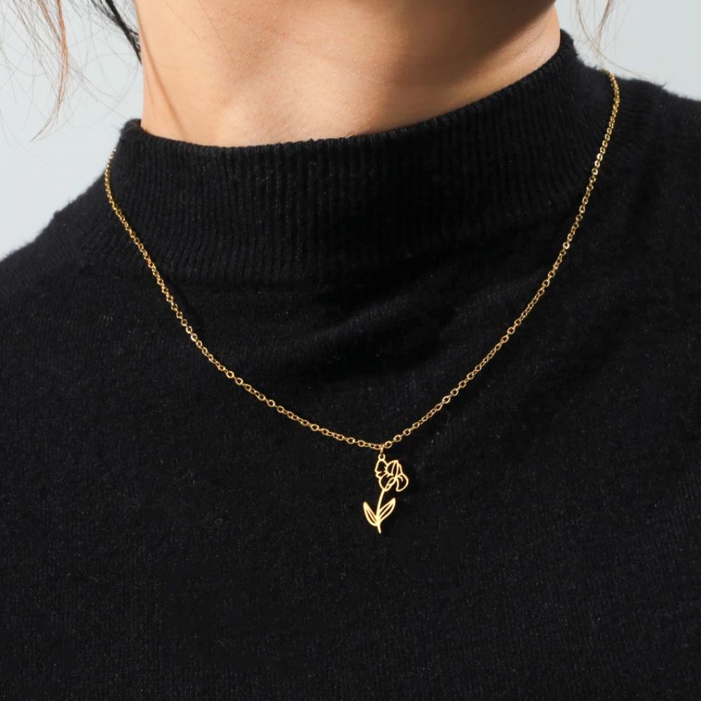 Collier Fleur Iris Or