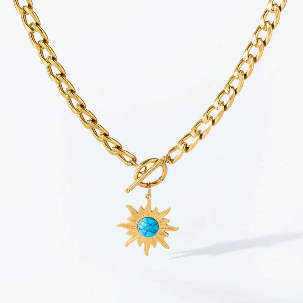 Collier Fleur Perle Bleue