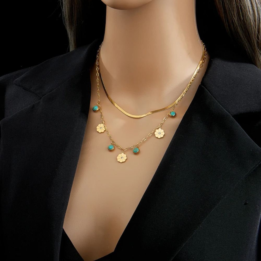 Collier Fleur Rayon Or