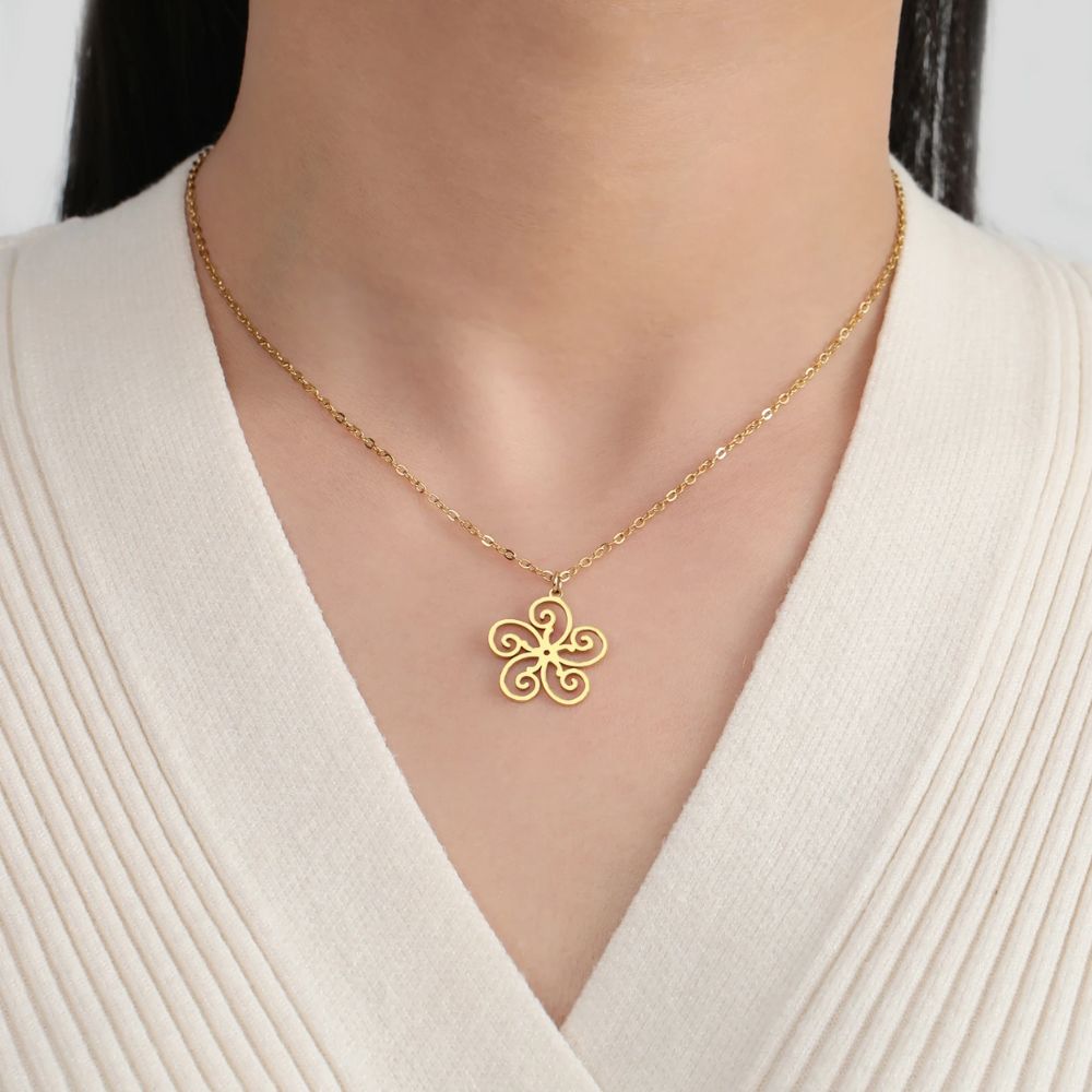 Collier Fleur Spirale Or