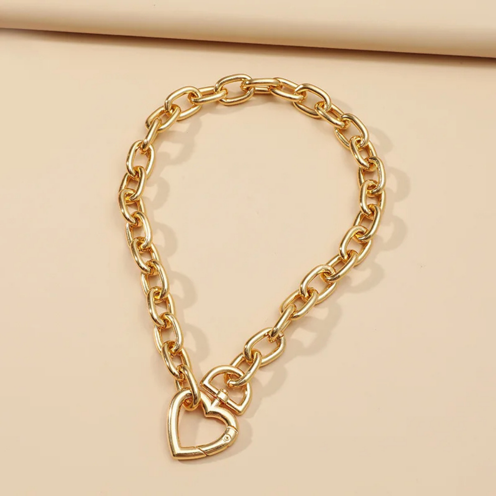 Collier Grosse Maille Fermoir Cœur