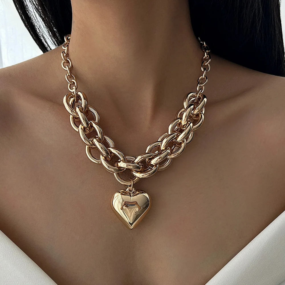 Collier Grosse Maille Cœur Or