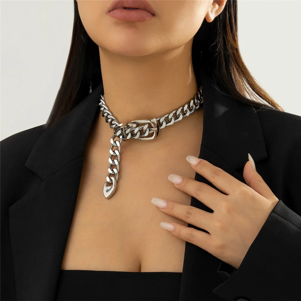 Collier Grosse Maille Boucle Argent