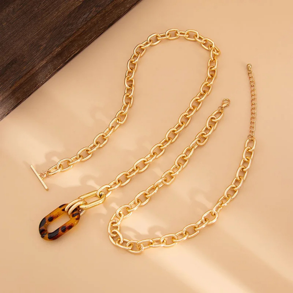 Double Collier Grosse Maille Pendentif